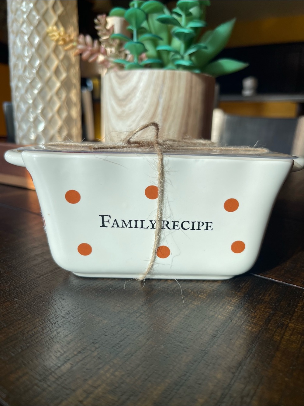 Ceramic Recipe Keeper - White with Orange Dots